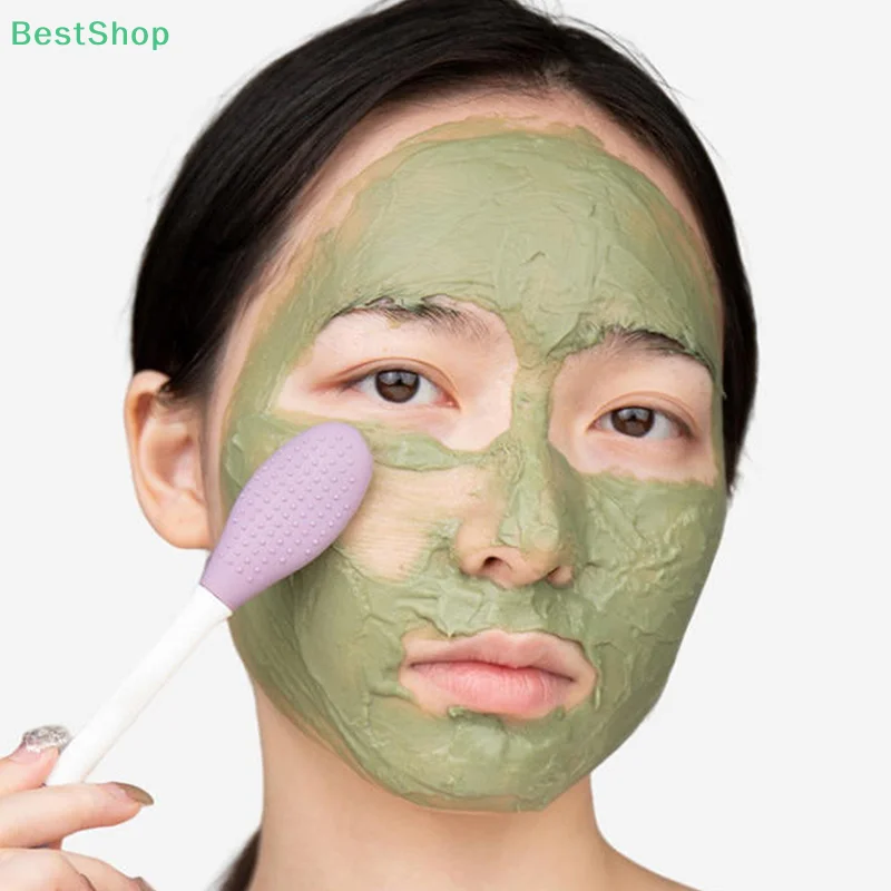 Spazzola per maschera per il viso a doppia testa in silicone Spazzola per la rimozione dei punti neri esfoliante per il viso Spazzola per pellicola di fango Spatola Strumento per la cura della pelle del viso