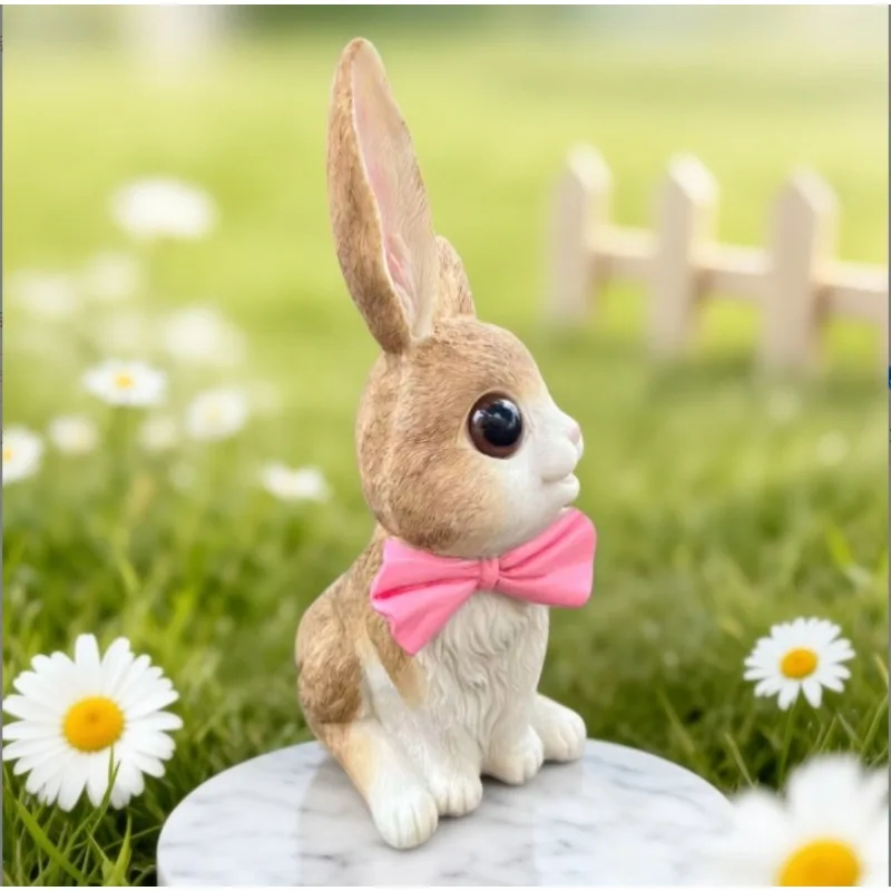 Creative Simulation Resin Couple Rabbit Sculpture Ornaments Courtyard Balcony Micro Landscape Animal Statue Garden Decoration
