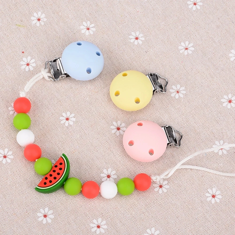 LOFCA 5 Pcs Round Silicone Clips Baby Pacifier Clips Tooth Guard Pacifier Chain Accessories Safe BPA Free