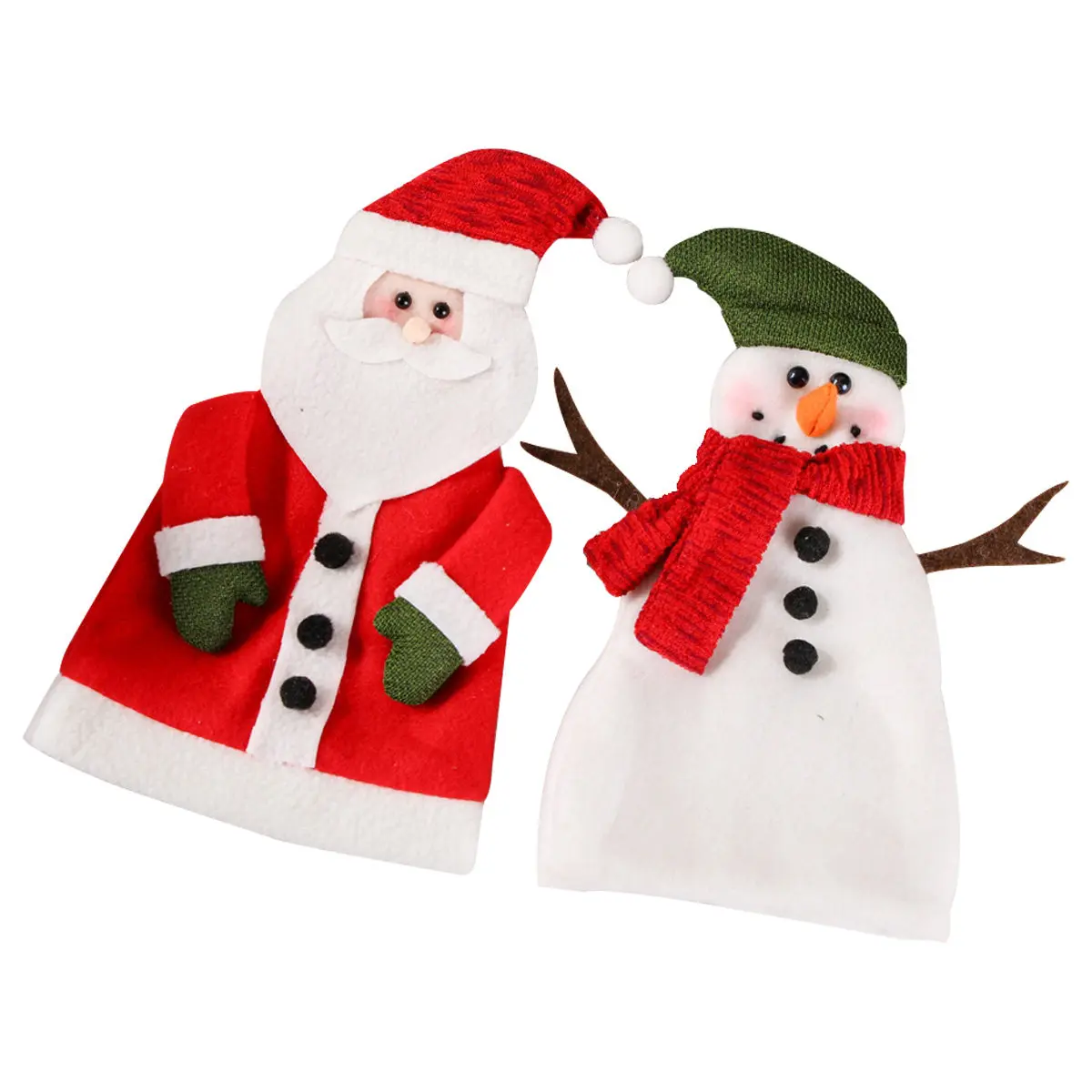 

2Pcs Christmas Bottle Cover for Wine Cute Holiday Table Decor Three-Dimensional Cutting Soft Fabric Reusable Decoration for Bar