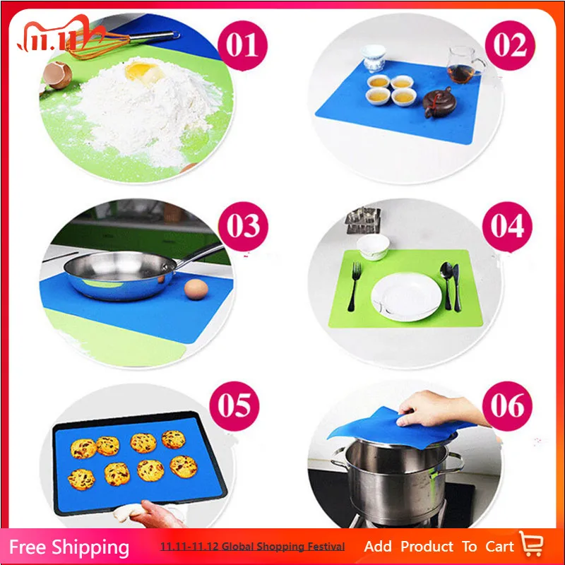 

40x30cm Silicone Mat Baking Liner Oven Mat Heat Insulation Pad Dough Maker Pastry Kneading Rolling Dough Pad Kitchen Accessories