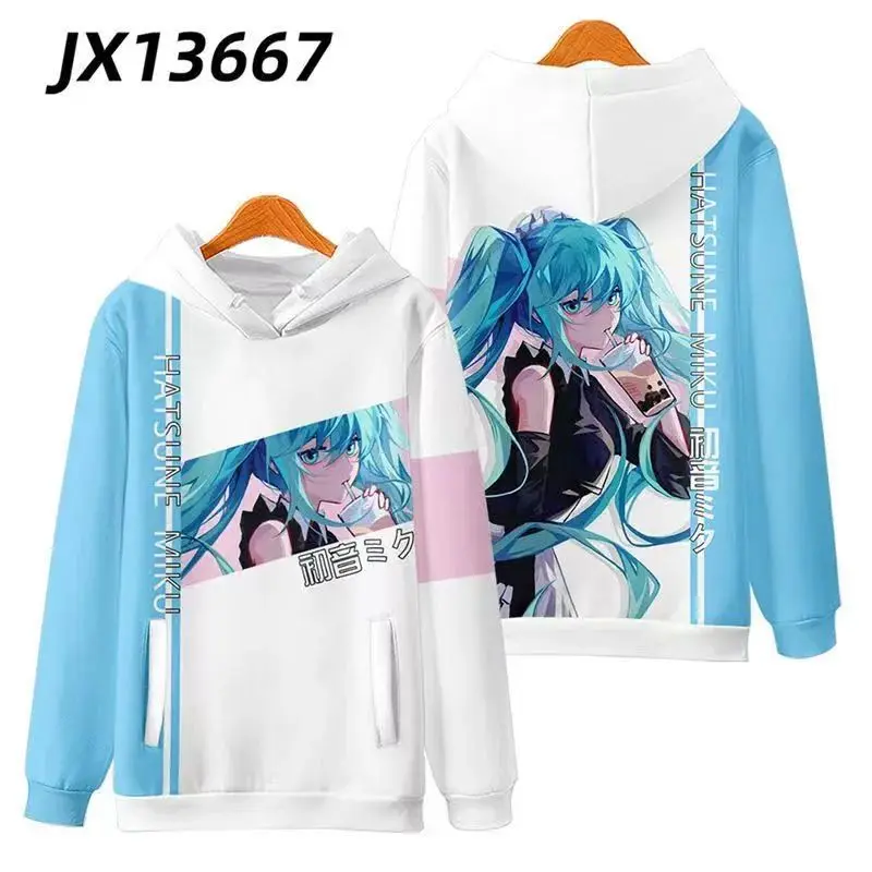 2026 Anime Vocaloid Hatsune Miku Hoodie Sweatshirt All Over Sublimation Print Long Sleeve Hoody Loose Casual Top for Anime Lover