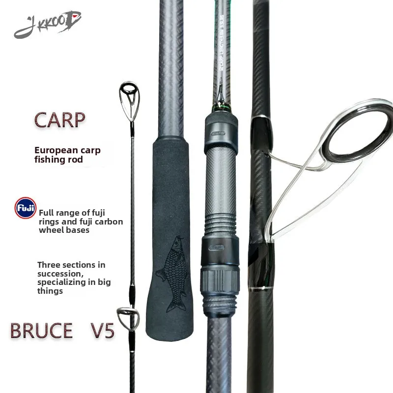 Custom JKKOOD European Style Carbon Carp Fishing Rod Three-Section Joint Lure Fuji Guide Ring EVA Long Casting Big Fish Stream