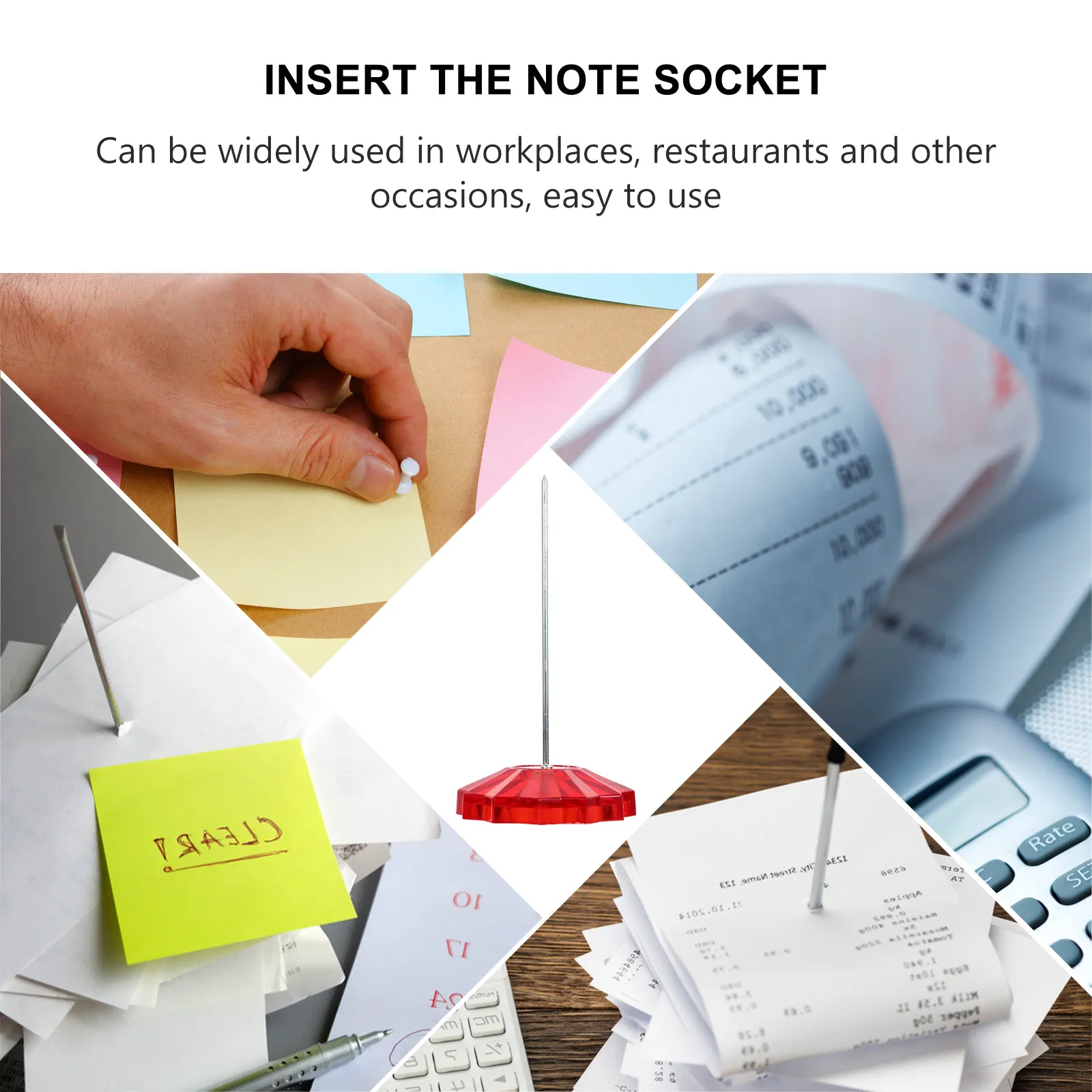 2Pcs Premium Anti-Skid Anti-Corrosive Receipt Spindle Holder for Office Restaurant Cashier Desk Paper Memo Check Bill Storage