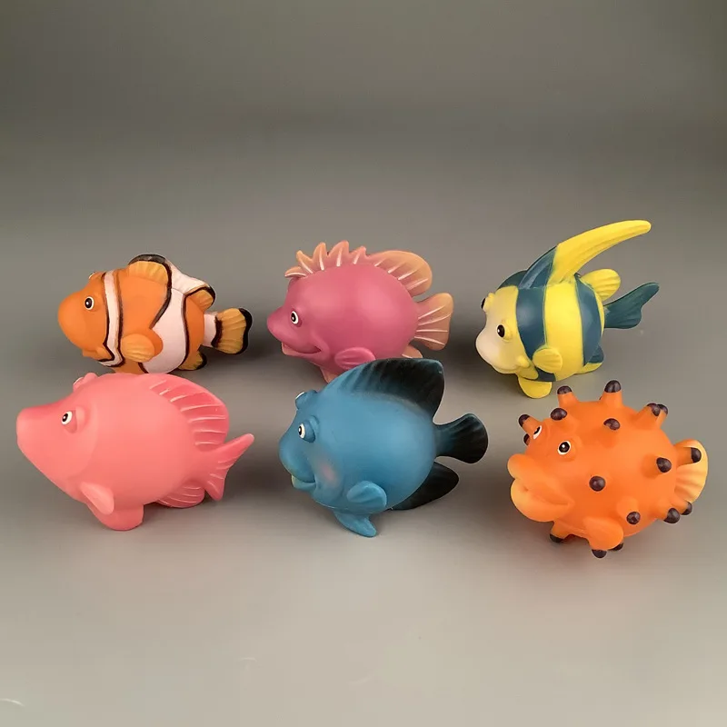 Kids Bath Play Water Toys Creative Fun Simulation Of Marine Animals Cartoon Cute Spray Fish Squeeze Soft Rubber Bathroom Play