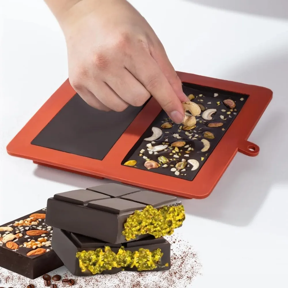 Dubai Chocolate Mold Bar Pistachio Chocolate Bar Silicone Thick Mold for Filling Bars, Large Candy Bar Mould for Filling