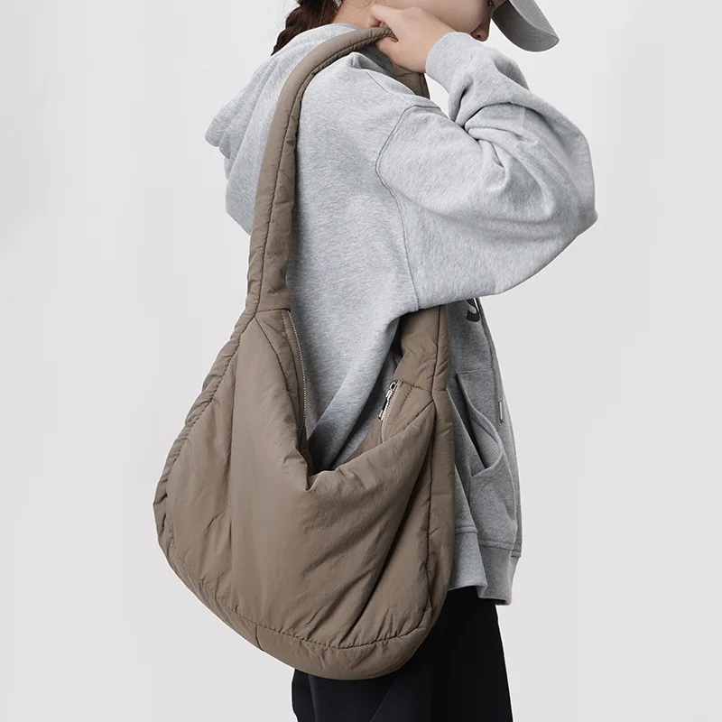 Solid Nylon Women Bag Simple Office Lady High-Capacity Shoulder Bag Pures and Bags Crossbody Girls Bag All-match