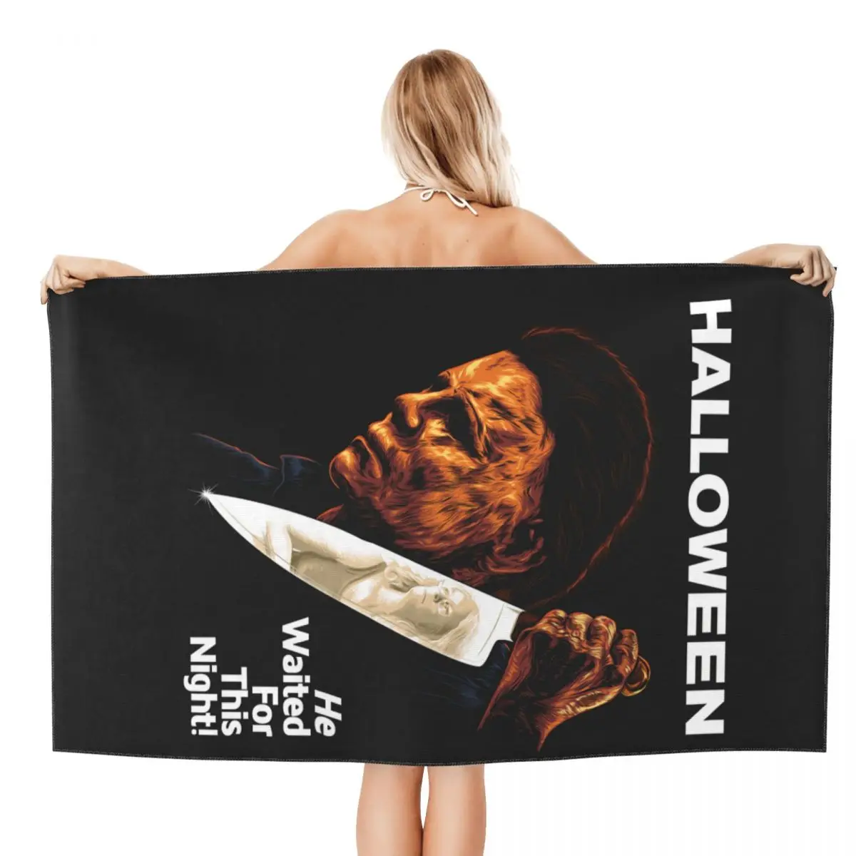 Michael Myers Knives Beach Bath Towel Microfiber Halloween Spooky Movie Pool Towels