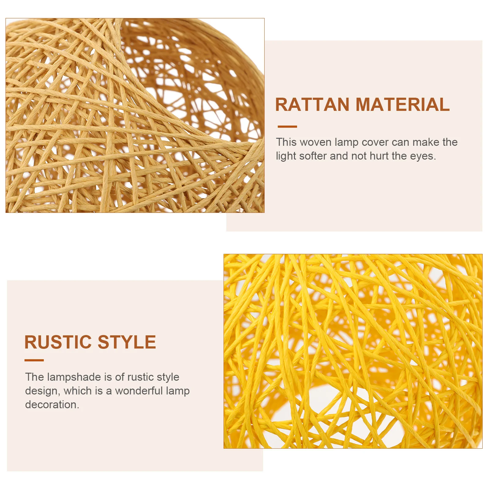 

2pcs Round Globe Pendant Lamp Shades Woven Ceiling Light Cover Rustic Decorative Lampshade For Home Restaurant Wedding Party