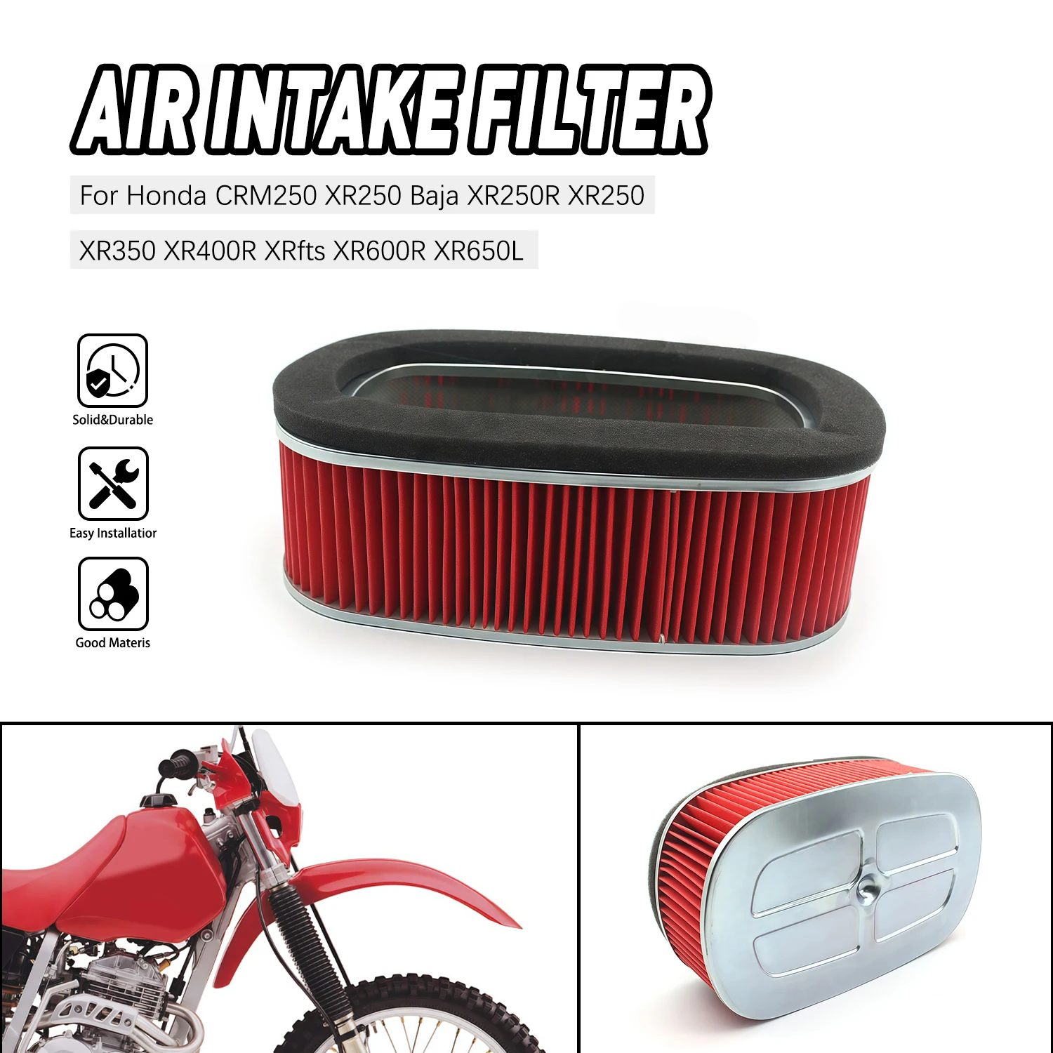 For Honda CRM250 XR250L XR250 XR250R Baja XR350 XR400 XR440 XR600 RR XR650L XR 250 600 Motorcycle Engine Air Intake Filter