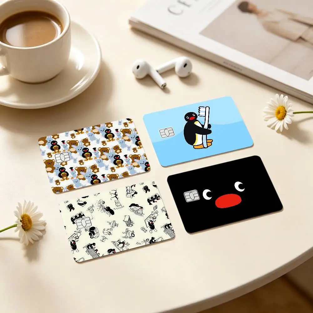 Cartoon P-Pingu Card Stickers Credit Card DIY Card Protector Stickers Waterproof Film Skin Cover
