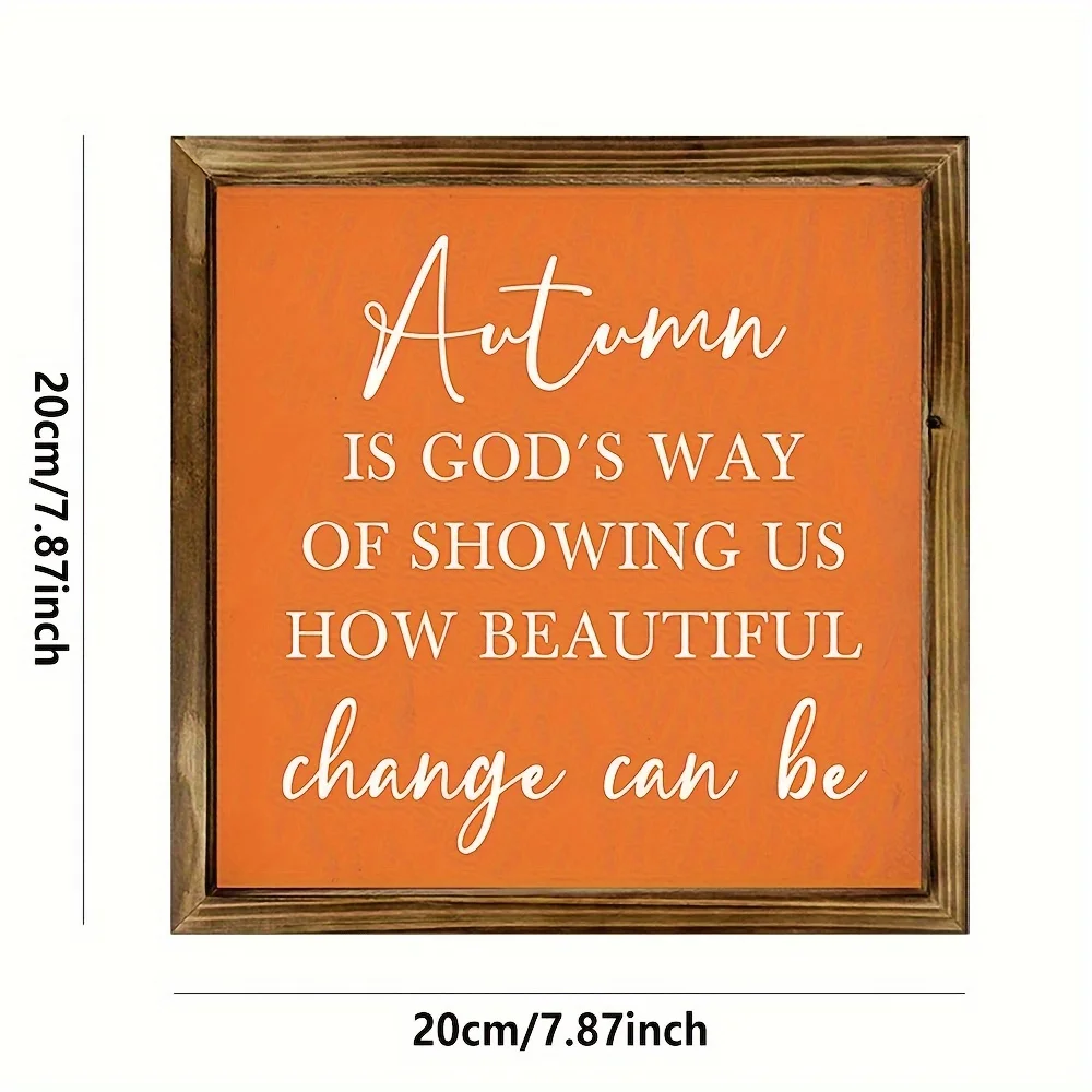1 قطعة 20 سنتيمتر × 20 سنتيمتر مؤطرة علامة الخريف ، "الخريف هو طريقة الله..." ملهمة إقتباس ديكور ، الخريف - تحت عنوان جدار الفن للمنزل #3