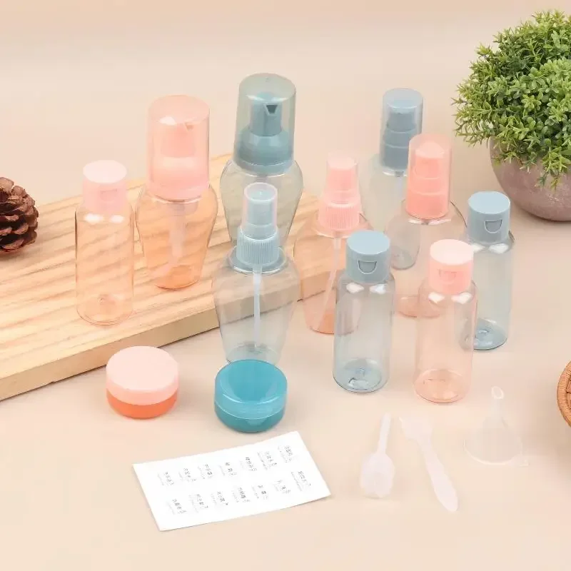 10 garrafas de viagem dos pces kit de higiene pessoal à prova de vazamento conjunto portátil claro tamanho vôo recipientes cosméticos para loção, shampoo