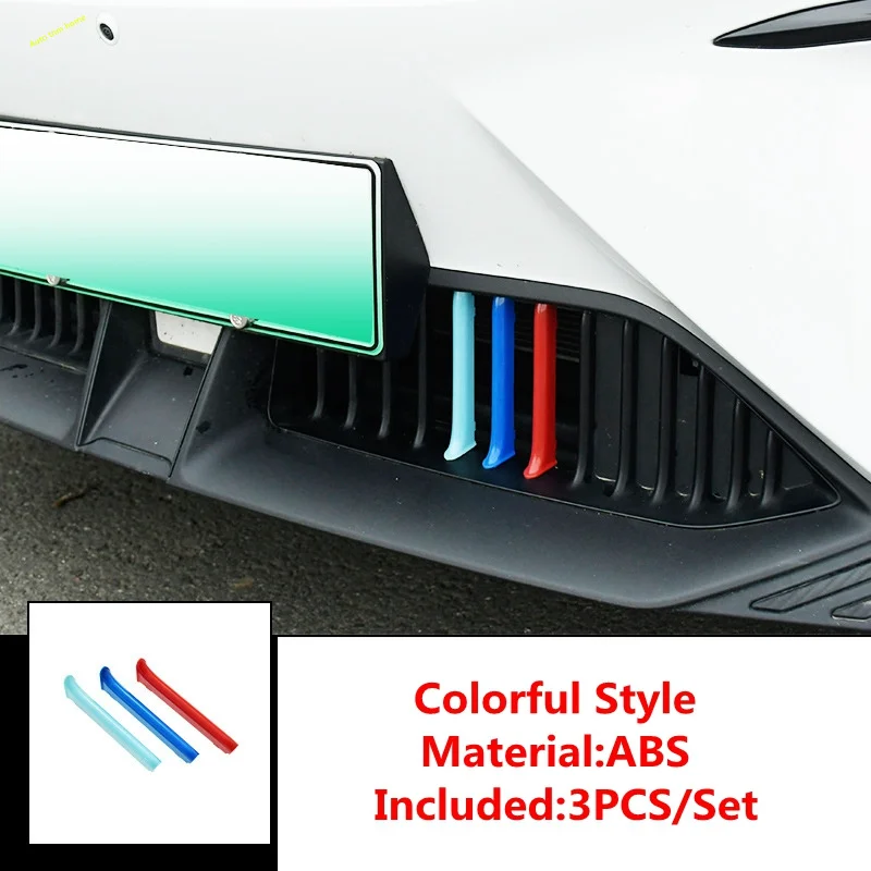 Front Center Hood Billet Grille Bar Tricolor Decor Sticker Trim Garnish Strips Cover Fit For MG 4 EV 2023 2024 Car Accessories