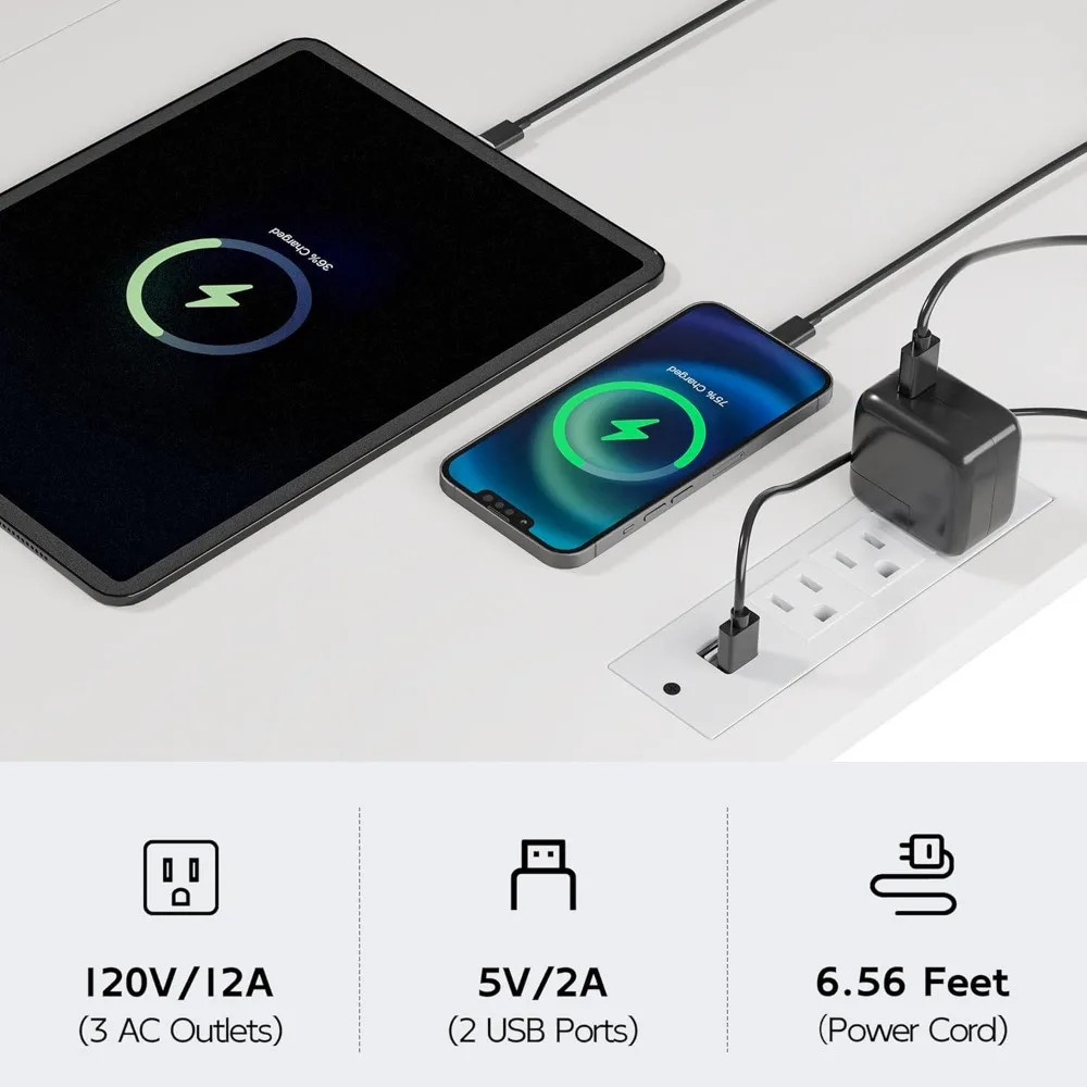 L Shaped Desk with File Cabinet, Corner Computer Desk with Storage Drawers, Large Home Office Table with Power Outlets