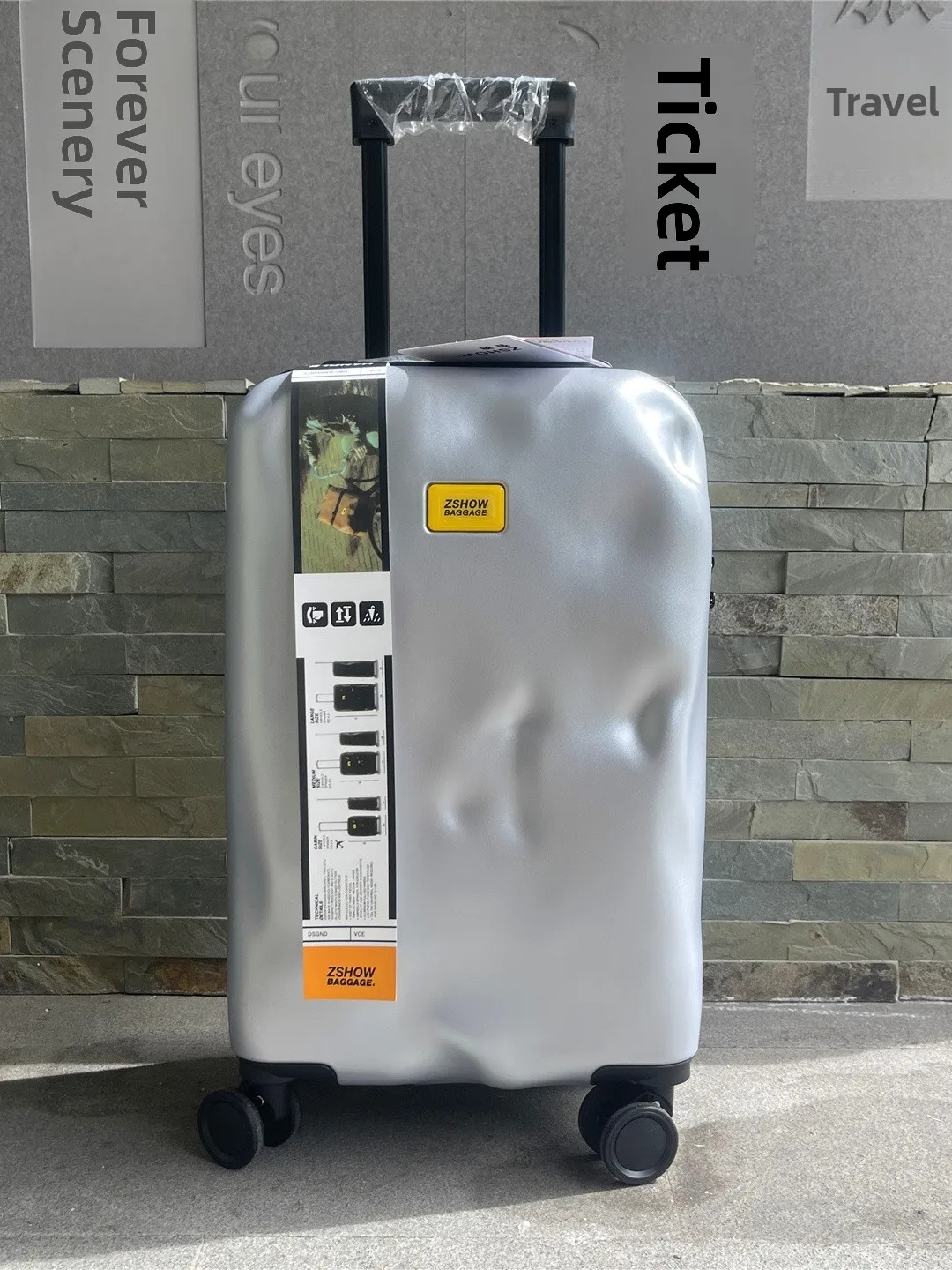 Durable Travel Suitcase Quiet Wheels Rugged Check-In Bag for Men And Women 20 Inch Trendy Zipper Closure PC ABS Material
