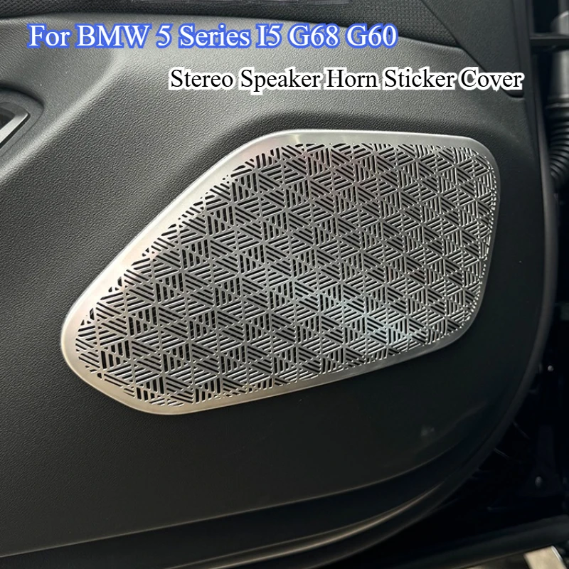 2Pcs Car Door Stereo Speaker Horn Sticker Cover Trim Anti-Dust Covers for BMW 5 Series I5 G68 G60 Styling Decor Car Accessories