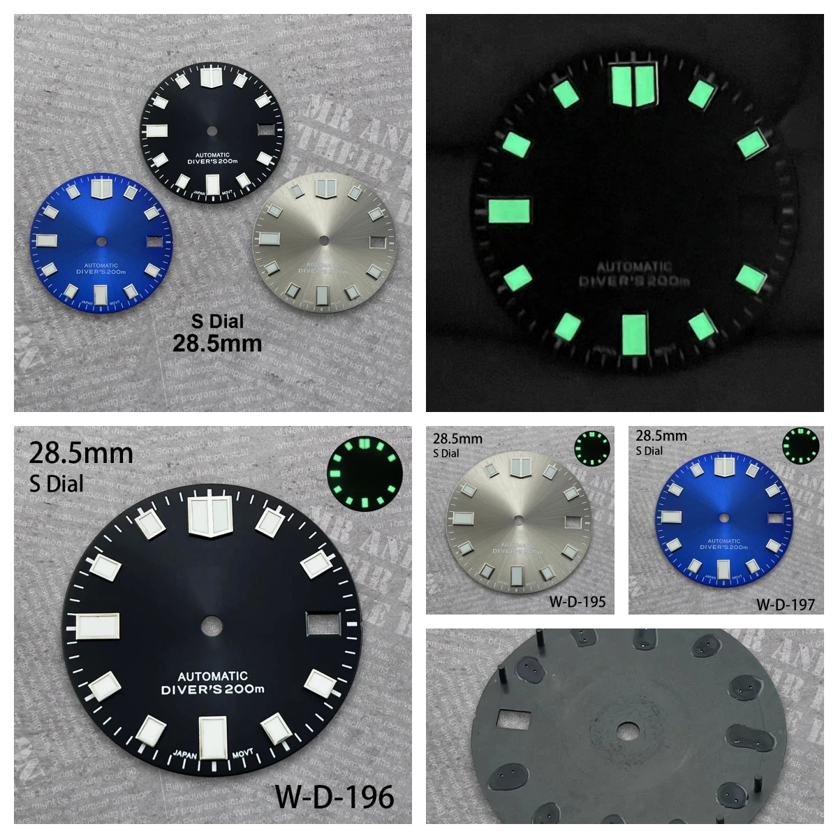 

28.5 mm S Logo Diving Dial Suitable For NH35 Japan Movement Green Luminous Sunburst High Quality Watch Modification Accessories