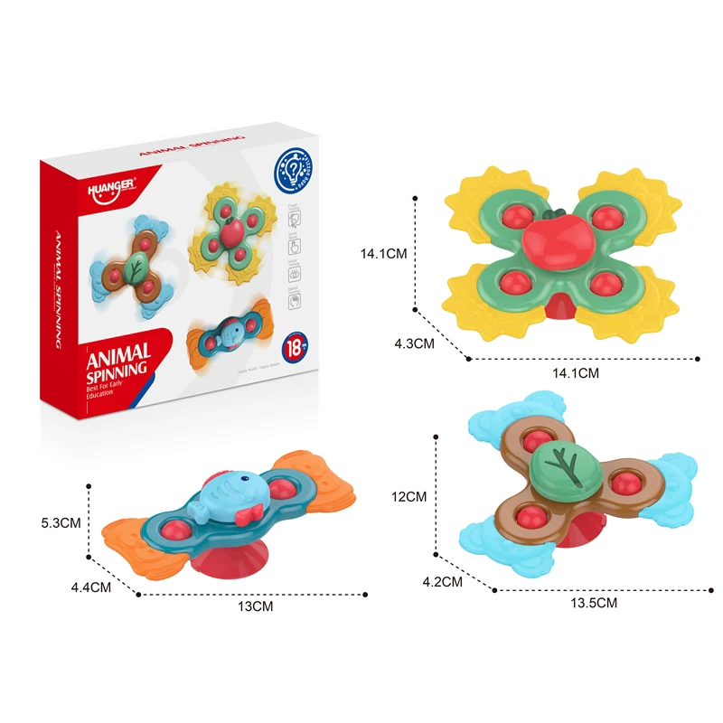 Spinning Top Brinquedos para Bebê, Ventosa Spinner, Presente de aniversário para 1 Ano Menino e Menina, 6 12 18 Meses, 3Pcs