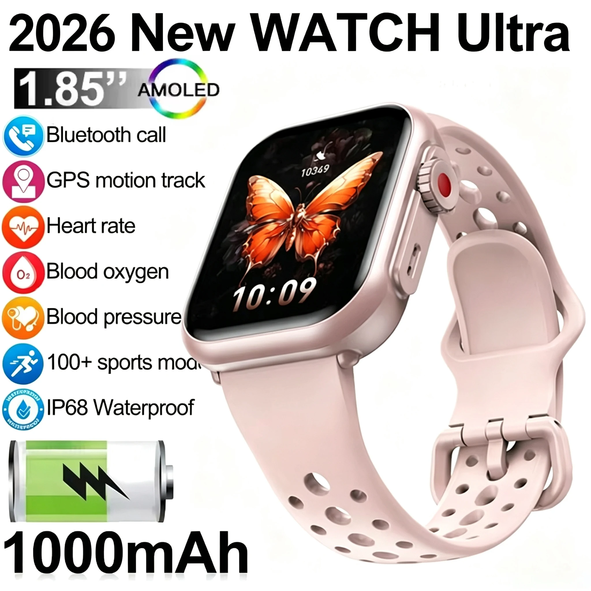 Nouvelle montre Amazfit Bip 6 Watch Ultra 2 SE pour hommes et femmes, 1000 mAh, AMOLED, fréquence cardiaque, 100+ sports, appels Bluetooth, suivi GPS, montre intelligente étanche.