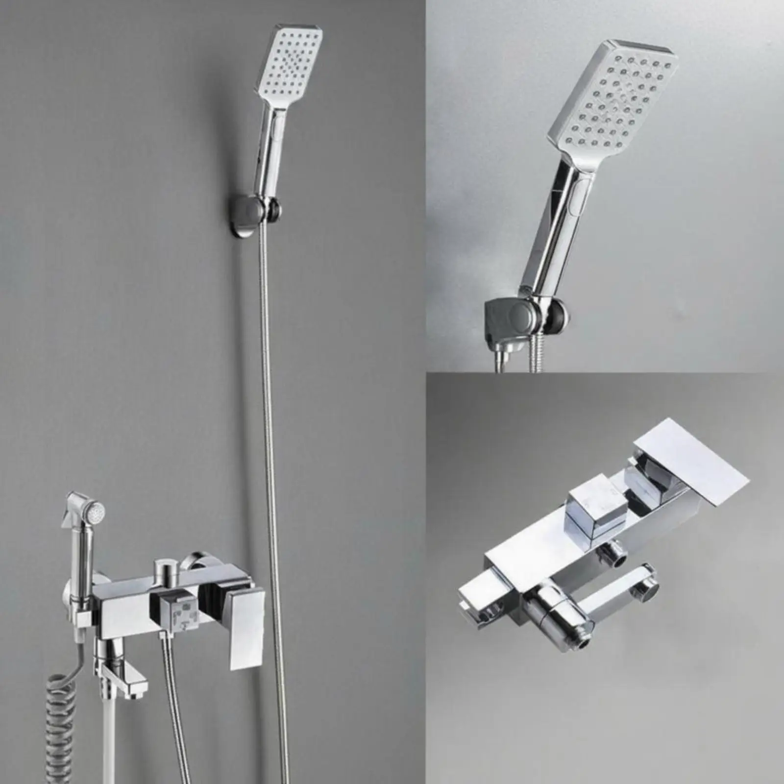 

Rain Shower Head, Handheld Spray Combo, sturdy Brass Bathroom Faucet Set, 3 Function, Wall Mounted