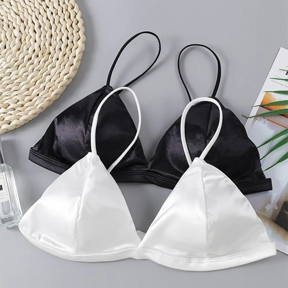 

Thin Breathable Wrapped Chest Deep V-shape Women Intimates Seamless Satin Bra Beauty Back Women Bras Push Up Bralette