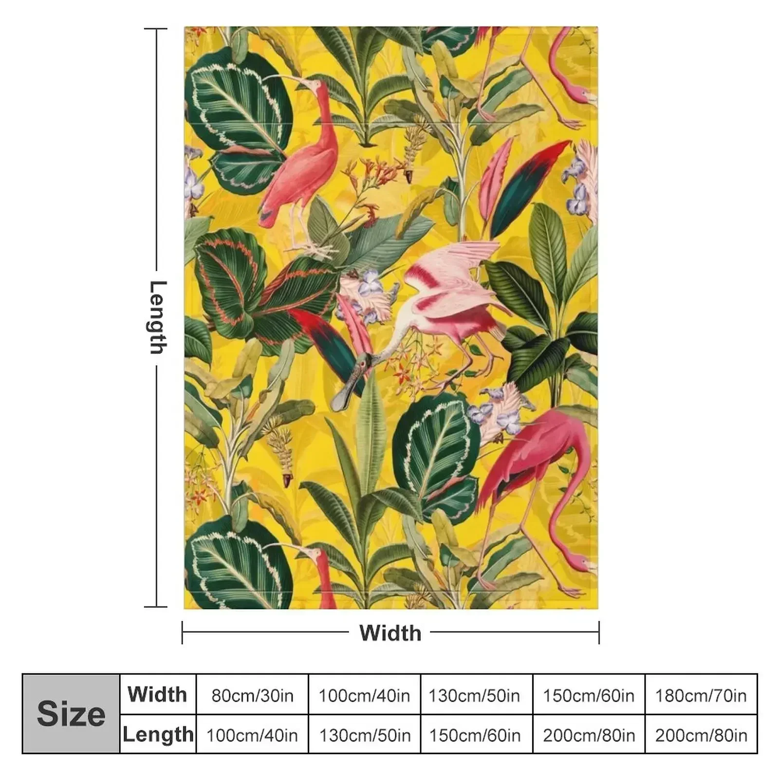 Vintage Yellow Tropical Bird Jungle Garden Throw Blanket couch cozy soft plush fuzzy picnic outdoor blanket