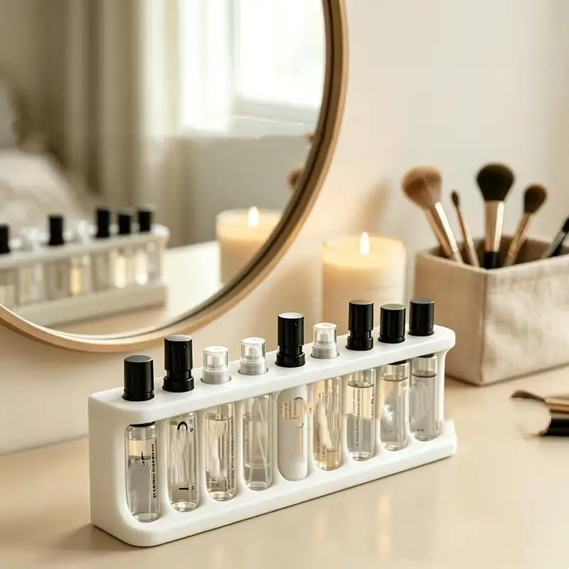 Multi-Grid Sample Holder 9 Holes / 1.2 Cm Hole Diameter Mini Fragrance Vial Display Storage Rack Portable Minimalist