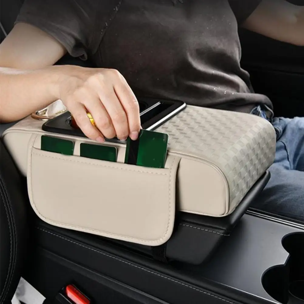 

8colors Car Interior Storage Box Car Armrest Universal Beverage Cup Tissue Central Elbow Heightening Pad Multifunctional Car Box