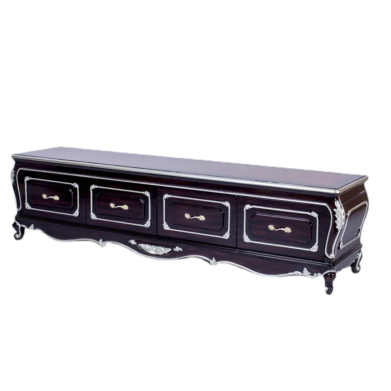 

European neoclassical living room TV cabinet light coffee hall cabinet birch carved TV cabinet furniture