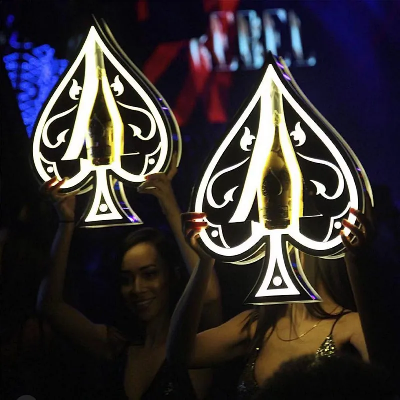 Rechargeable Color Flashing Armand de Brignac Champagne Glorifier Display LED Ace of Spade VIP Bottle Presenter