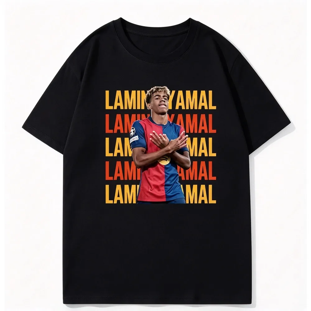 2026 New Barcelona Yamal Football Kids T-shirt, Yamal Celebration Graphic Short Sleeve, Boys Casual Plus Size Summer Tee