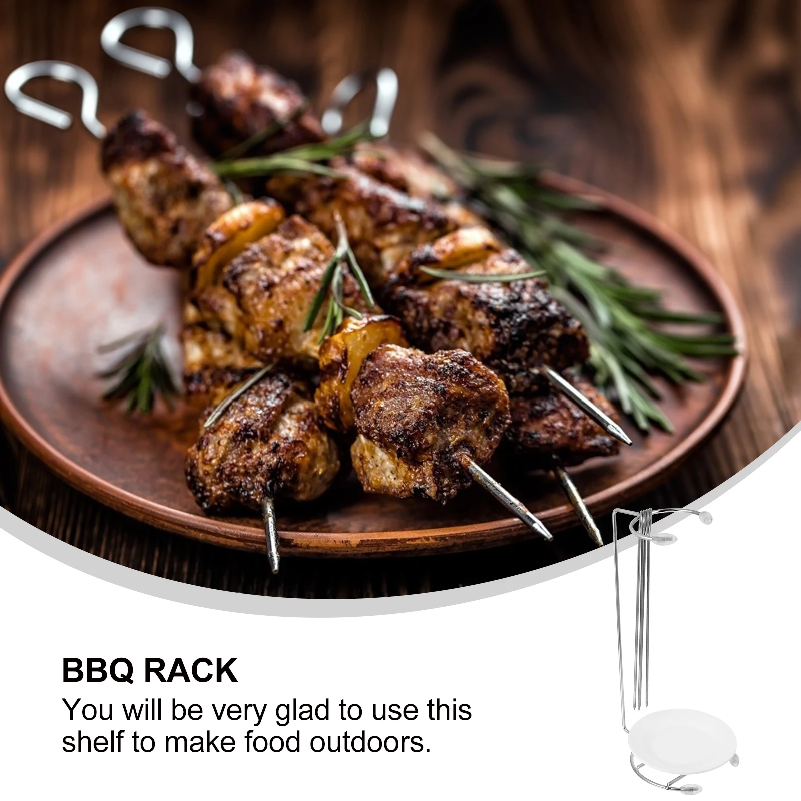 

Portable BBQ Rack Stainless Steel Skewer Stand Drip Tray Kebab Hanger Ideal Gift Outdoor Kitchen Barbecue Tools Accessories