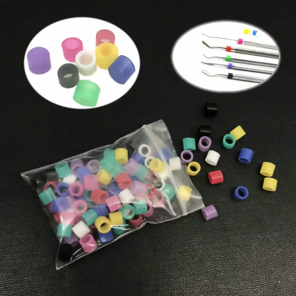 100pcs/pack Dental Code Rings Standard Color Recognition Colorful Rings Soft Silicone Fit All Hand Instruments Dentist Materials