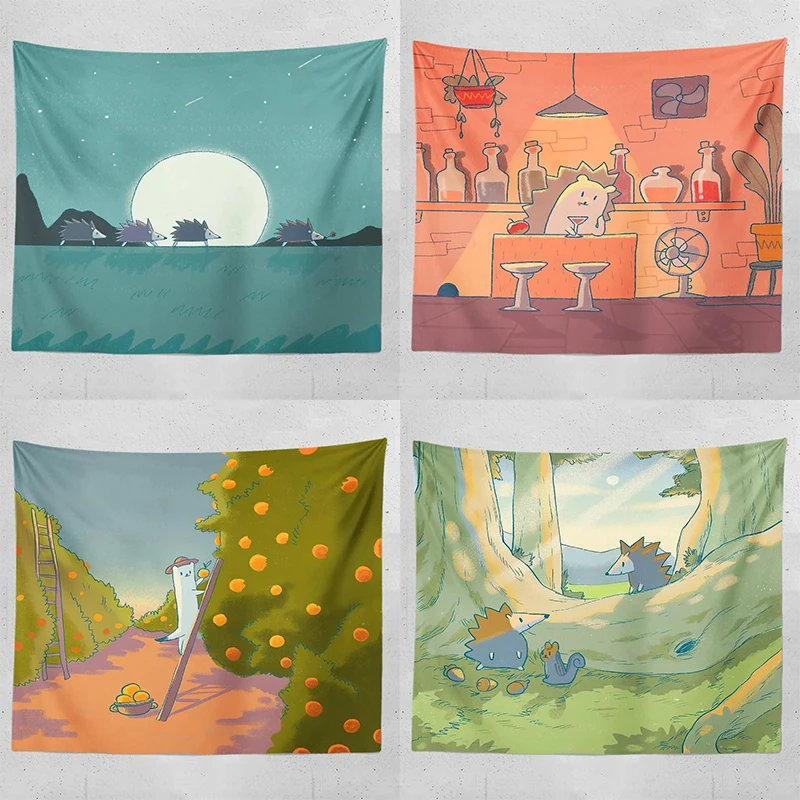 

Healing cartoon animals bohemian kawaii accessories room tapestry wall cloth home decoration tapestry