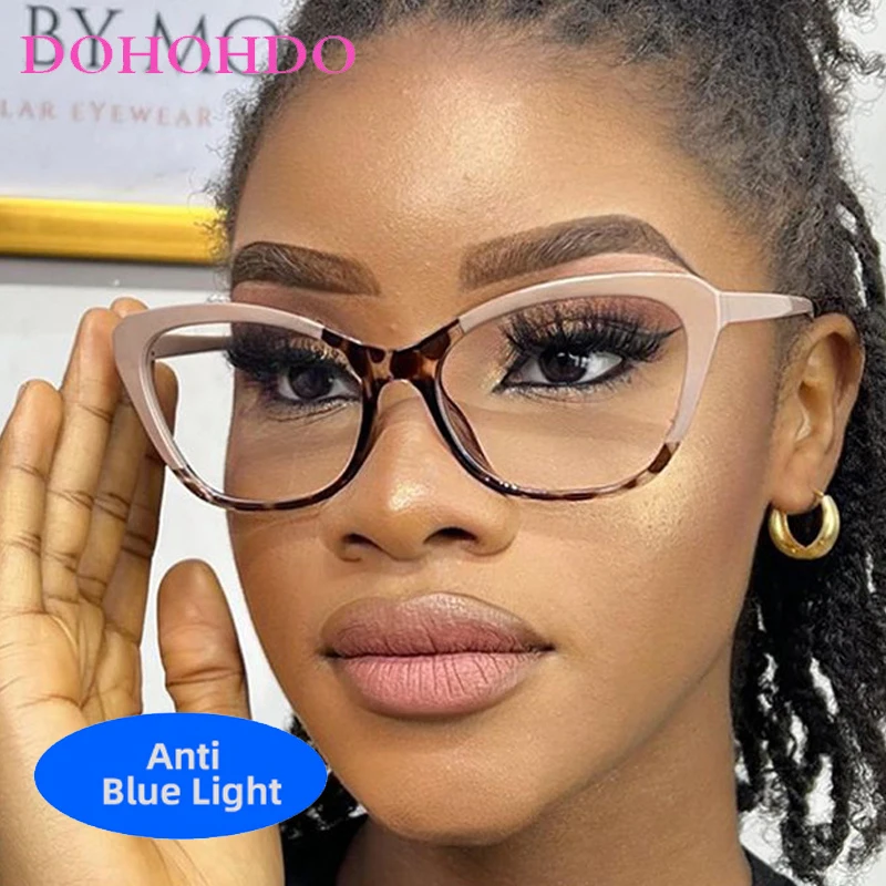 الكلاسيكية TR90 القط العين مكافحة نظارات الضوء الأزرق امرأة الرجال موضة جديدة فاخرة العلامة التجارية تصميم القراءة حماية العين النظارات البصرية #2