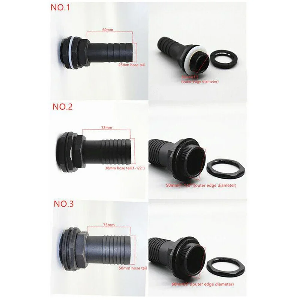 Water Butt/Tank 1in Overflow Connector With Nut & Washer For Garden Irrigation Water Tube Fittings Drain Joint Quick Connector