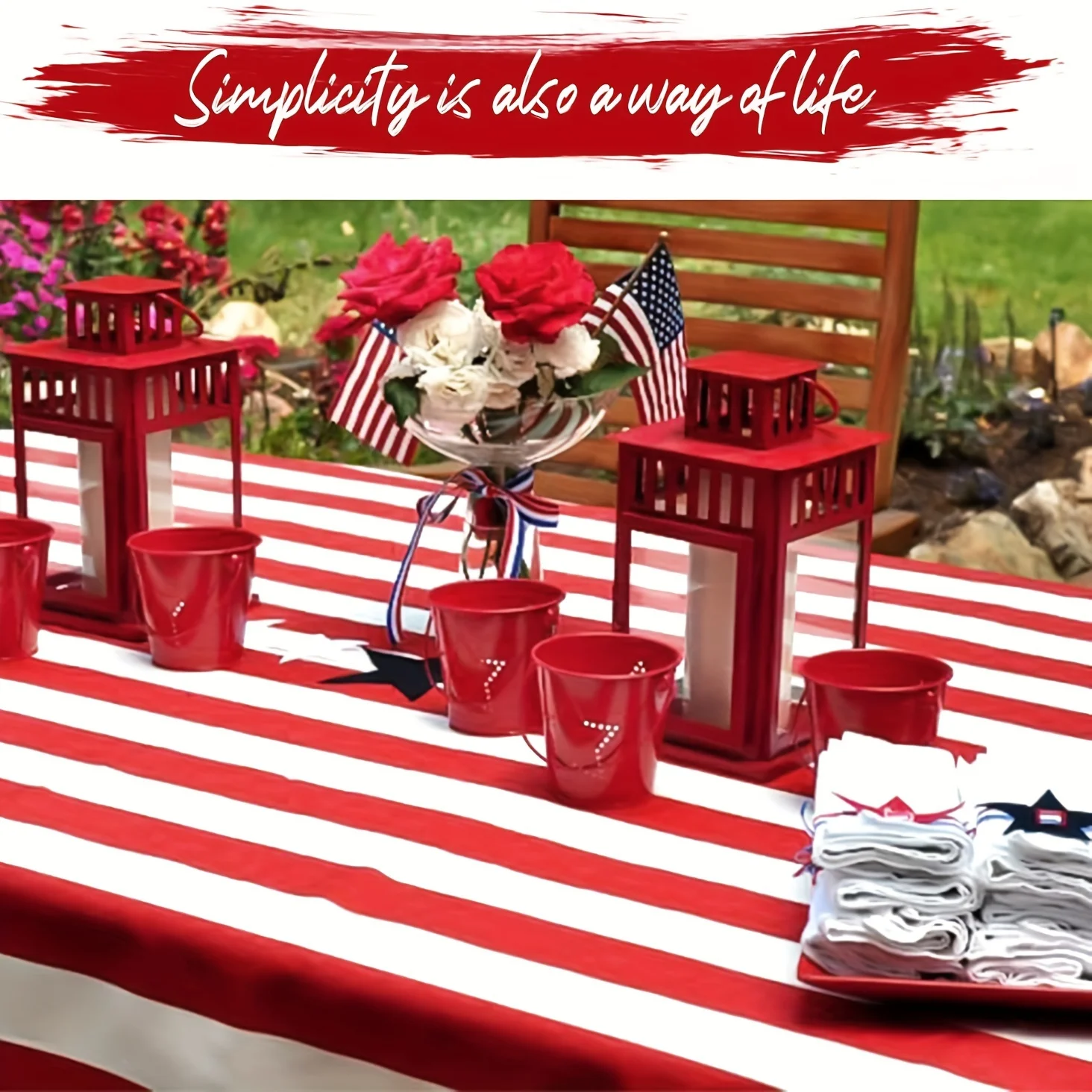 1pc, Red And White Vertical Striped Tablecloth,Waterproof Rectangular Tablecloth For Festival Party Picnic, birthday decoration,