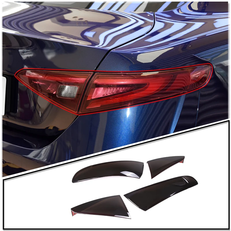 Blackened Tail Lights Protective Case ABS Transparent Grey for Alfa Romeo Giulia 2017-2022 Car Modeling Tuning Accessories