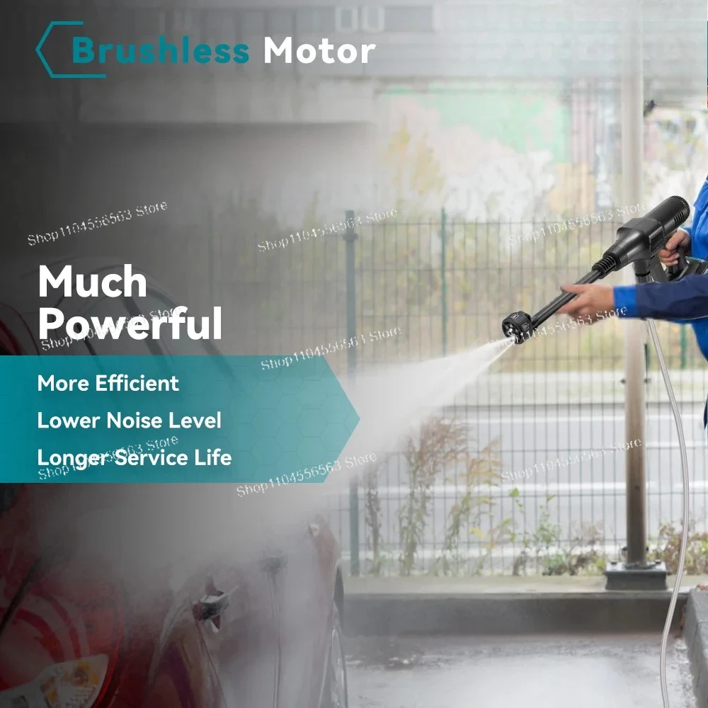 200Bar Brushless High Pressure Car Washer Gun 6 IN 1 Electric Garden Washing Water Spray Gun  For  18V Battery Pin