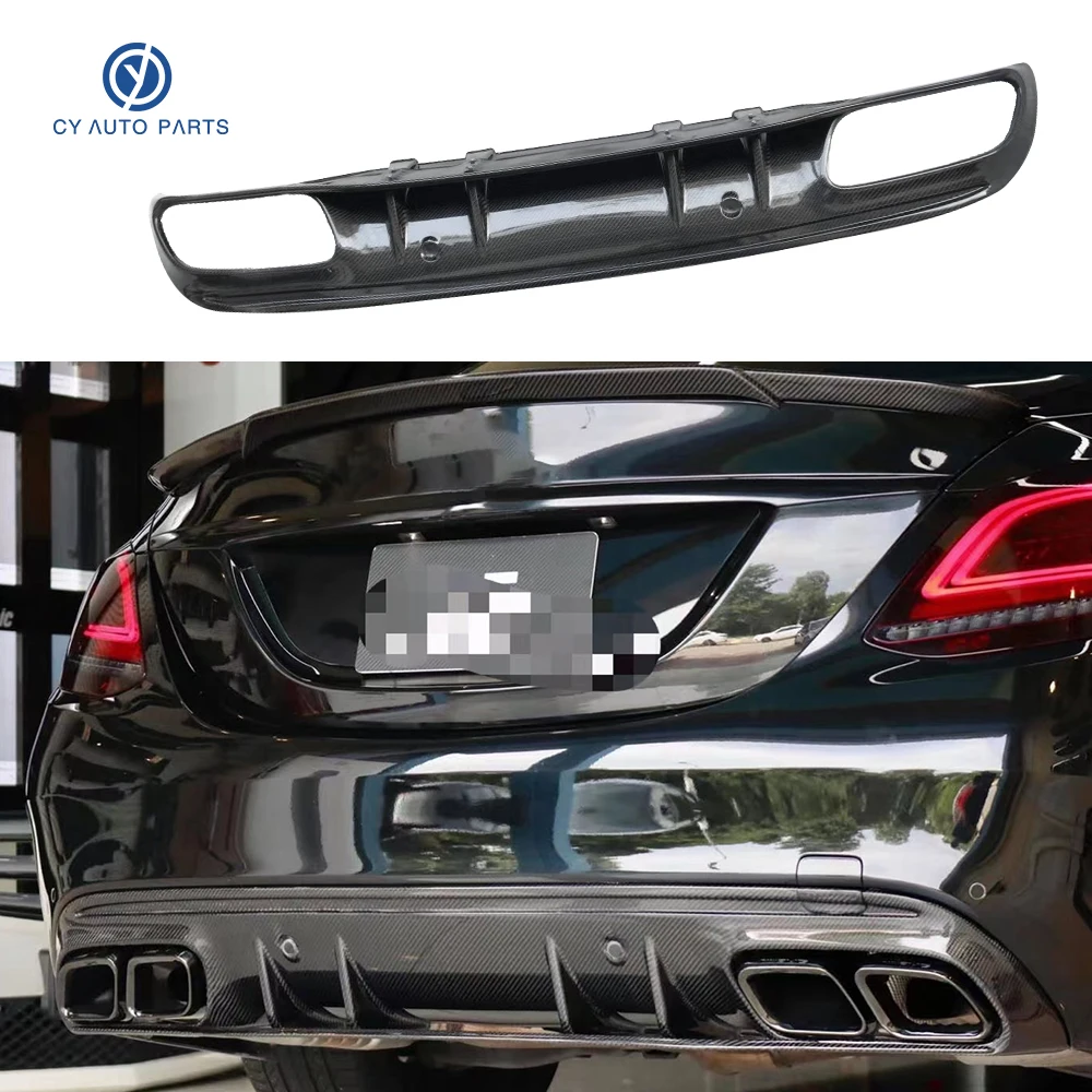 Real Carbon Fiber Refitting Bumper Rear Lip Spoiler Diffuser AMG OEM For Benz Class C W205 C63