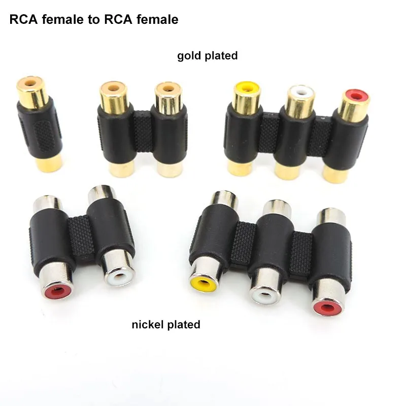 RCA 2RCA 3RCA Female to RCA Female AV Audio Video Connector Coupler Gold Plated Adapter Plug Socket Converter A07