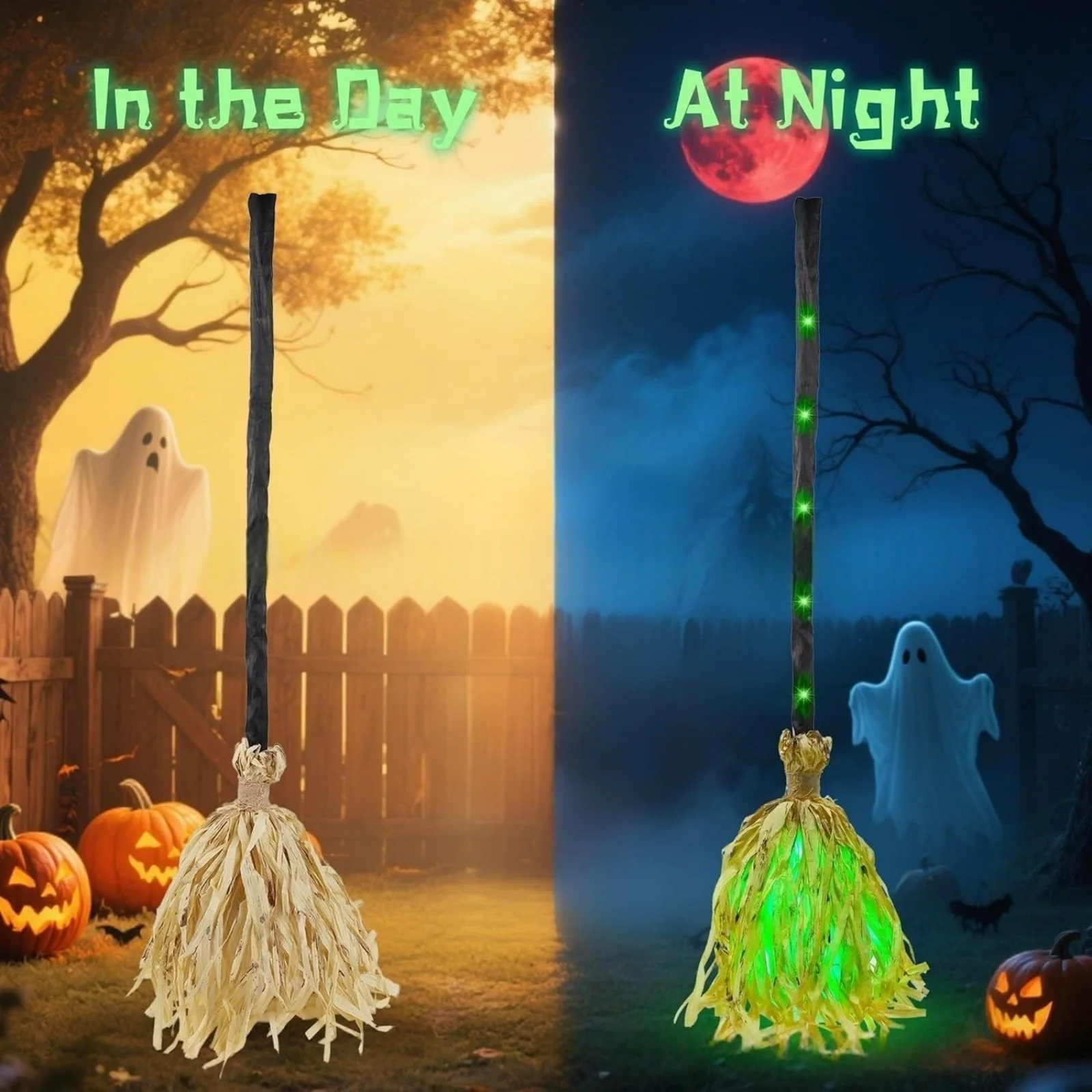 Descubre el mejor accesorio para fiestas de Halloween: el escoba mágica de bruja con efectos animados
