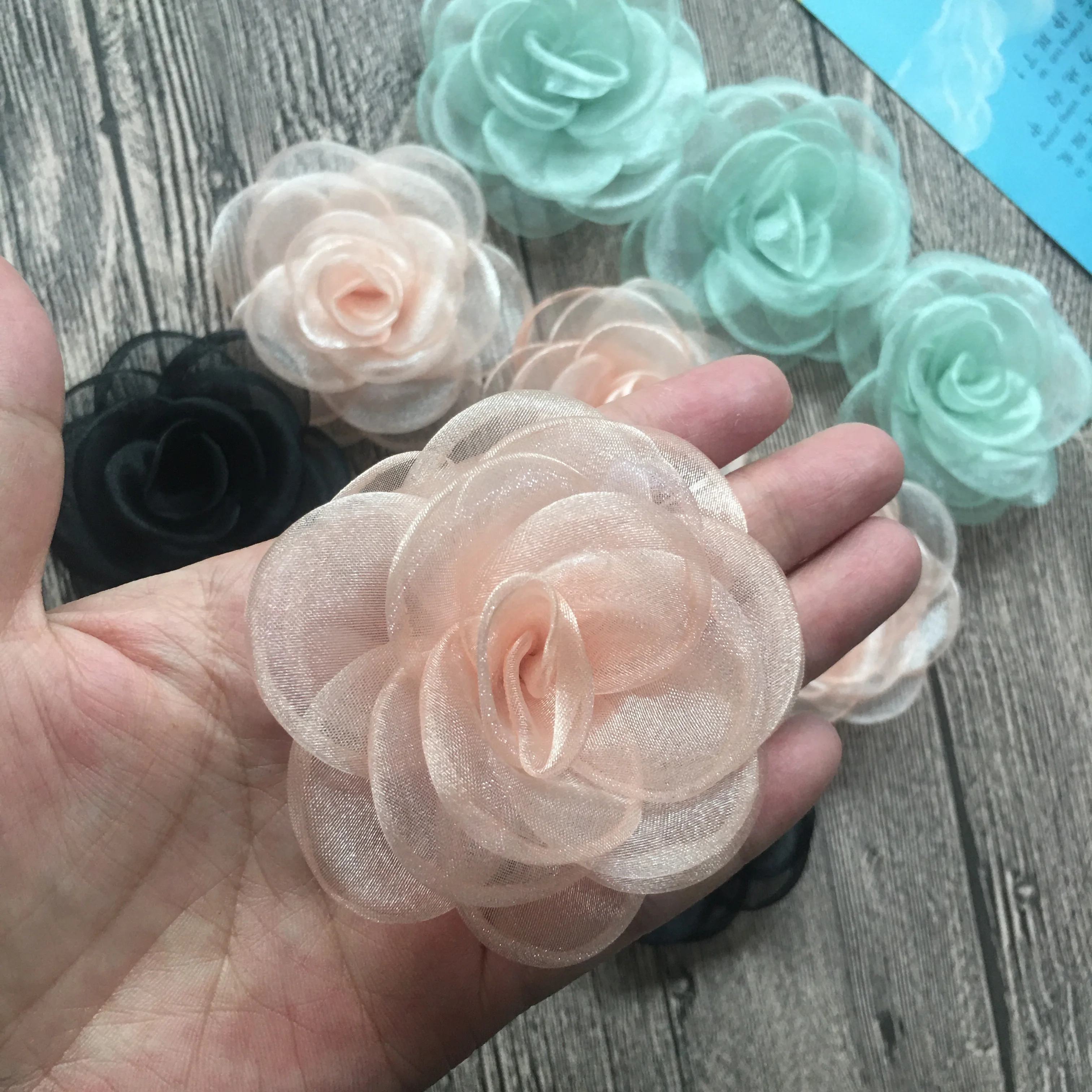 Burned Flower For Diy Accessories Flat Back 3.1Inch Rose Flower Accessories For Wedding Hats Shoes Brooches Home Decoration