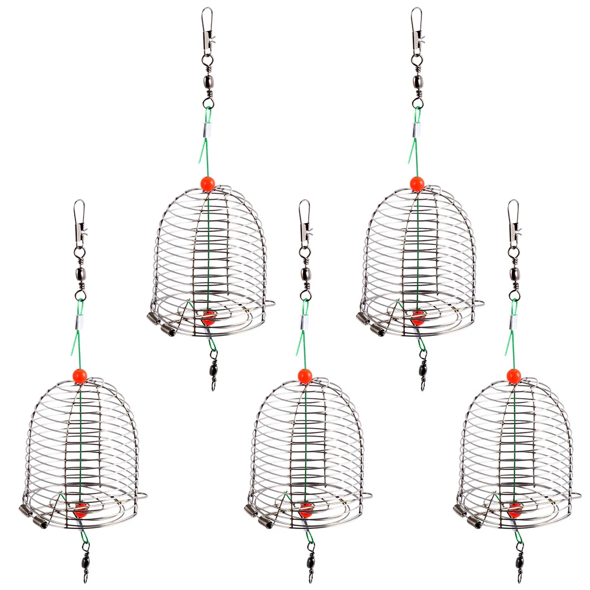 5 Pcs Stainless Steel Bait Cage Fishing Lure Trap Floating Fish Basket Metal Equipment for Eel Crab Lobster Shrimp