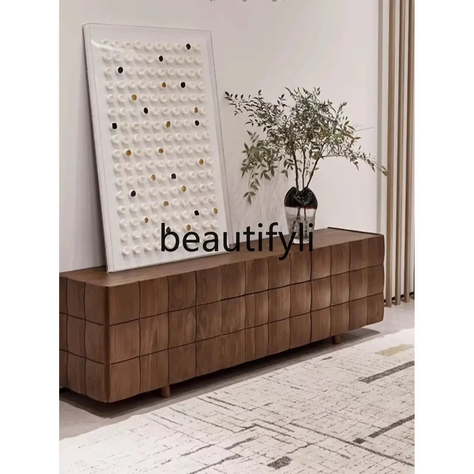 

ssK178 ss25 Black walnut TV cabinet, living room dining side cabinet, ash wood solid wood locker