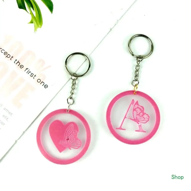 Dropship Resin Jewelry Mold Silicone KeychainResin Mold,Round Letter Resin Mold with Hole