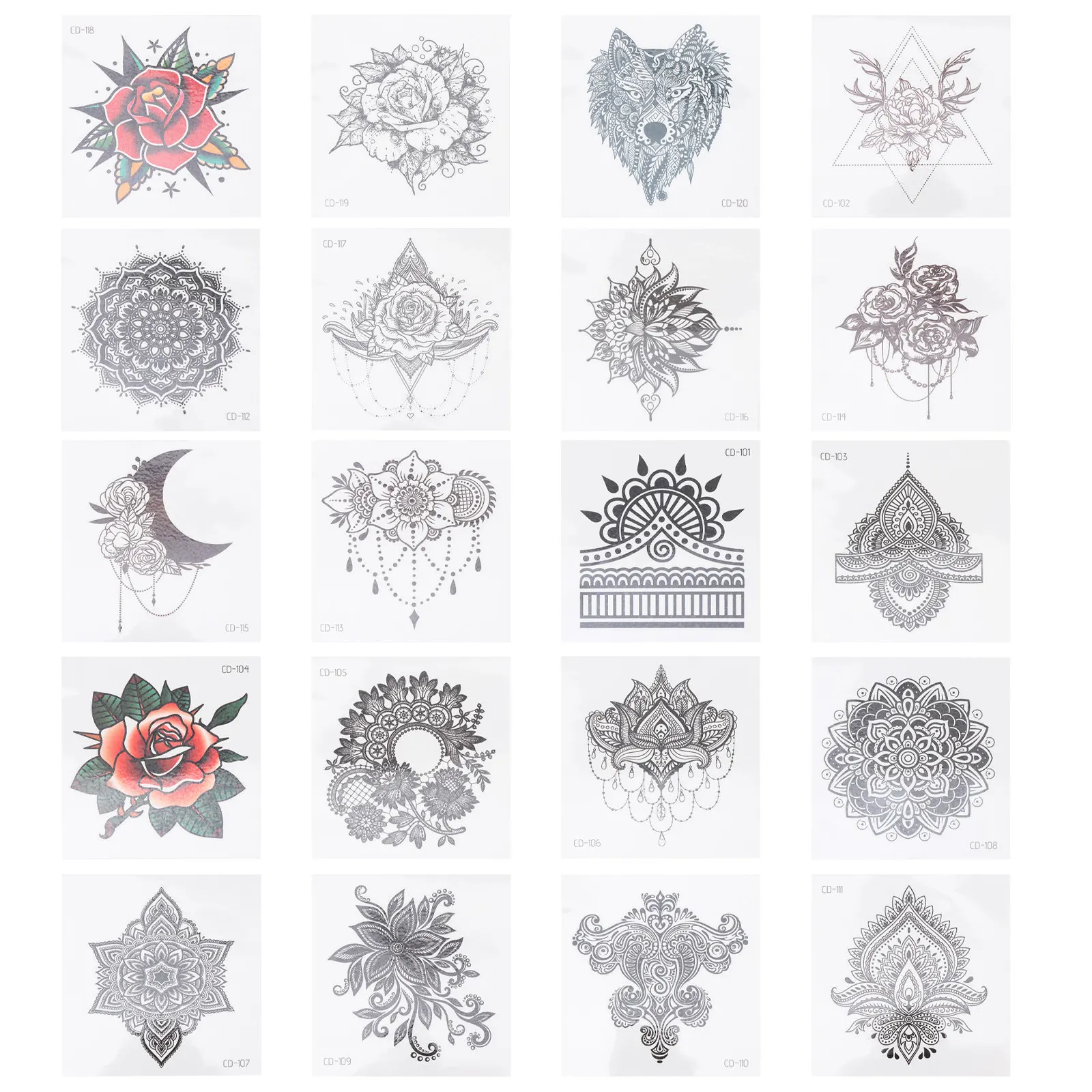 

20 шт. водонепроницаемых временных тату-наклеек с цветочным дизайном, модные, долговечные, безопасные для кожи, дышащие, универсальные