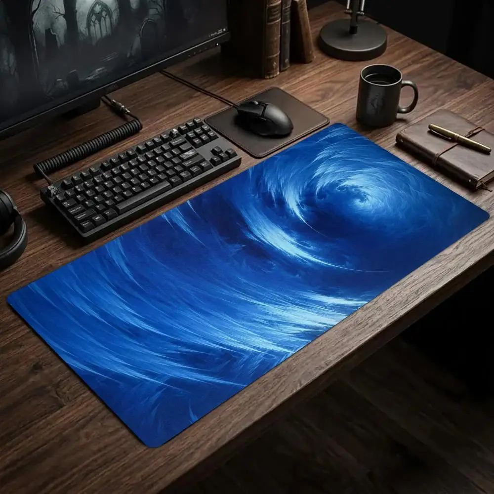 Blue Rotating Vortex Mouse Pad Xxl Office Carpet Table Mat Deskpad Gaming Rug Keyboard Pad Set Up Desk Decorating Items Pc Decor