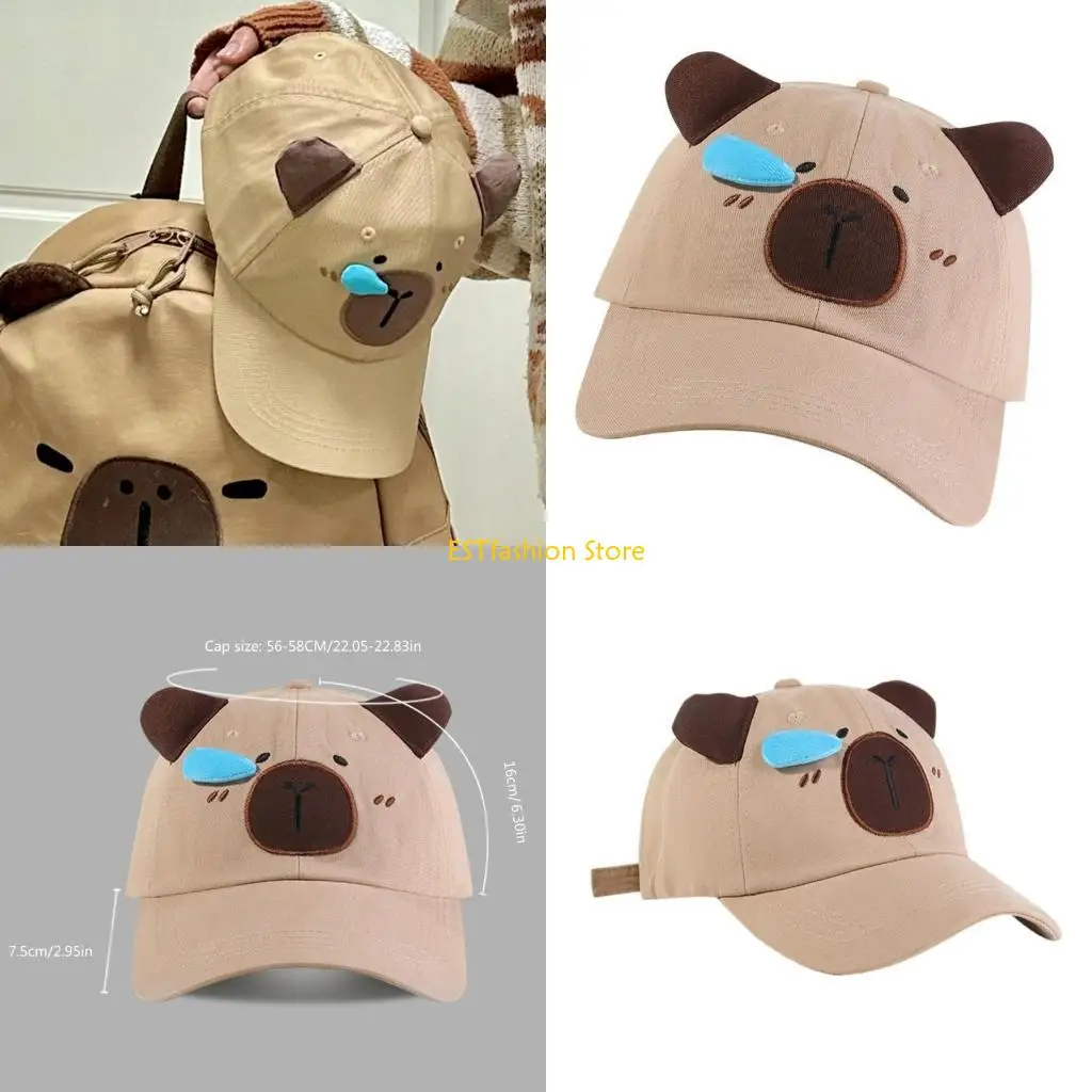 Y5GC الكرتون قبعة بيسبول مع آذان كابيبارا قبعات الشمس النشاط في الهواء الطلق قبعة طويلة الحواف قابل للتعديل منقار البط قبعات #1